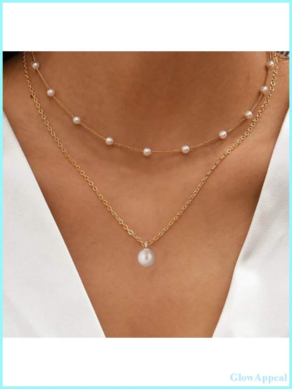 Gold Plated Layered Necklace Set Pearl Pendant Choker Women Jewelry Gift